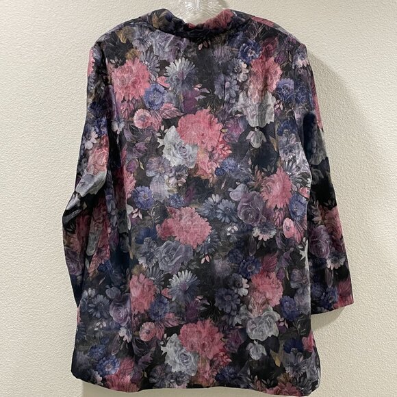 FITTING IMAGE Vintage Floral Blazer Style #28818W, Burgundy/Black Multi - 18W - Picture 6 of 7